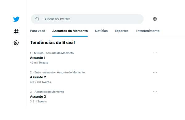 Assuntos do momento no Twitter