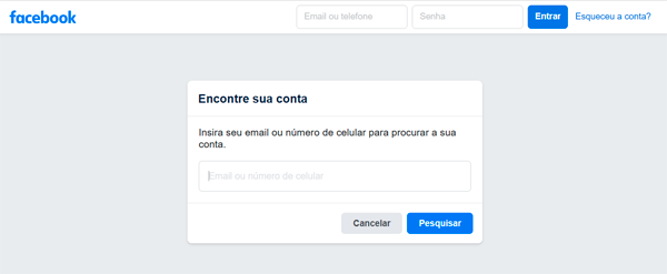 Como recuperar senha Facebook