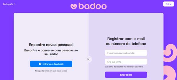 Como entrar no Badoo por meio do Facebook