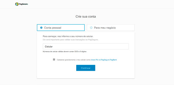 Como criar uma conta no PagSeguro