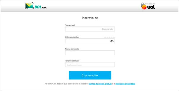 Como Criar um Email no BOL Grátis