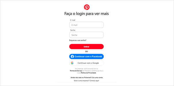 Como entrar e fazer login no Pinterest