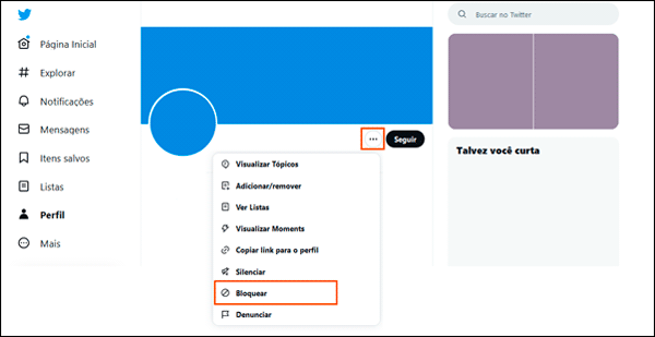 Como bloquear um usuário do Twitter