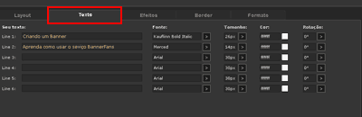 Colocando textos no editor BannerFans.