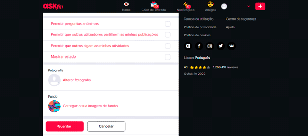 Como mudar a privacidade de perguntas e respostas no Ask.fm