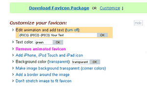 Customizando o Favicon na ferramenta online.