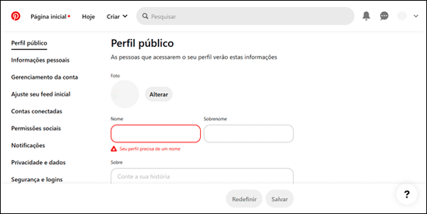 Pinterest: como alterar o nome de usuário e nome de perfil