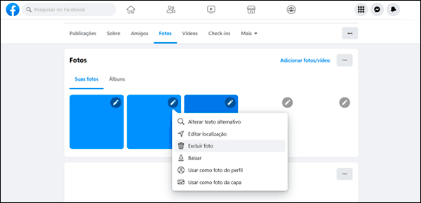 Como excluir fotos do Facebook