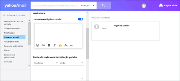 Como criar uma assinatura de e-mail no Yahoo Mail