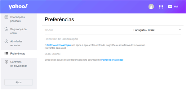 Como mudar o idioma do Yahoo Mail