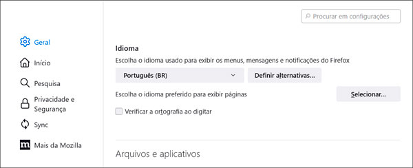 Como mudar o idioma do Firefox