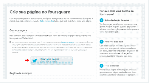 Aprenda a fazer uma página no Foursquare.