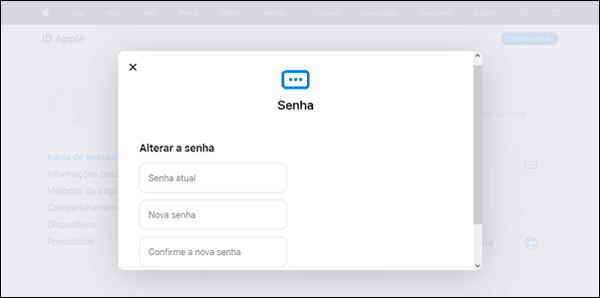 Como mudar a senha da conta ID Apple