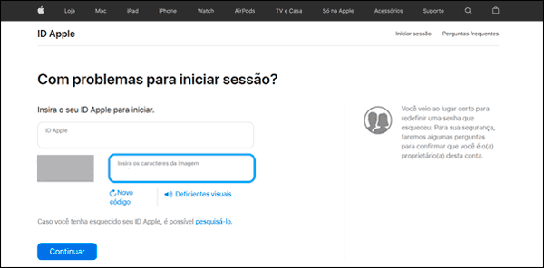 Como redefinir a senha do ID Apple