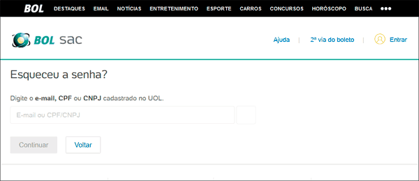 Como recuperar senhas do email BOL