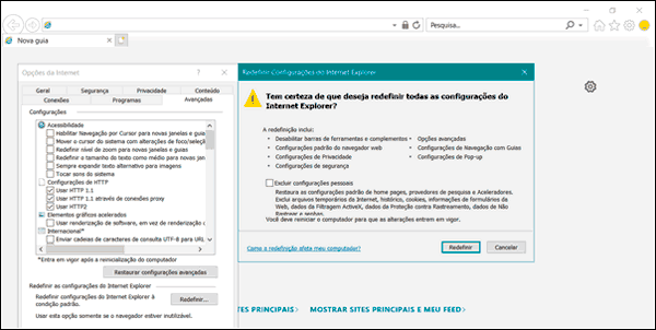 Como restaurar as configurações do Internet Explorer