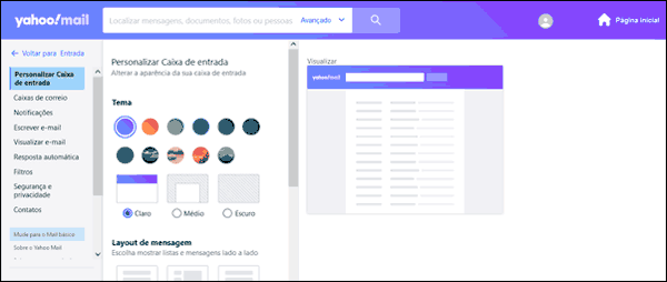 Como voltar para o Yahoo Mail básico