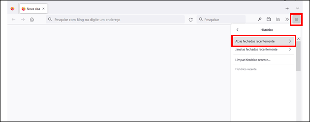 Como restaurar a sessão anterior do Firefox