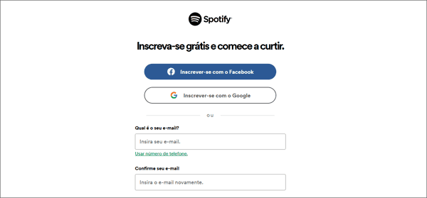 Como criar uma conta no Spotify