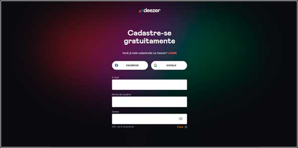 Como criar uma conta no Deezer