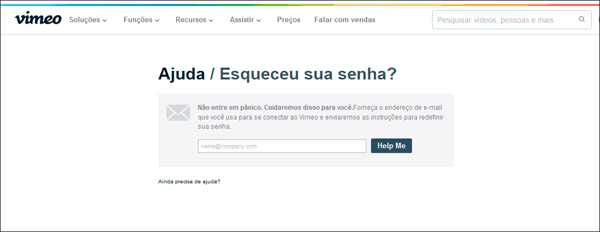 Como mudar ou recuperar a senha do Vimeo