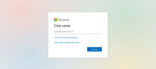 Como criar uma nova conta Microsoft