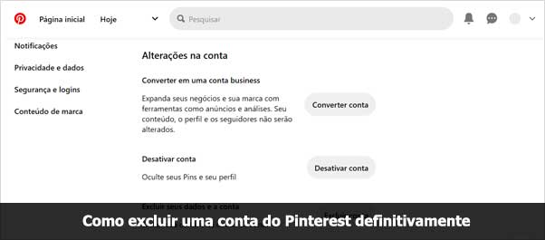 Como excluir sua conta do Pinterest definitivamente