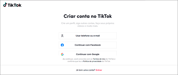 Como criar uma conta no TikTok