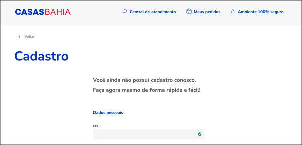 Como criar uma conta nas Casas Bahia