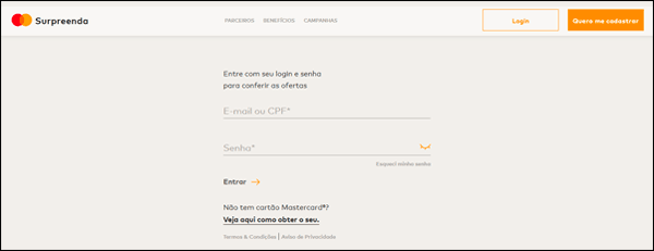 Como entrar e fazer login no Mastercard Surpreenda