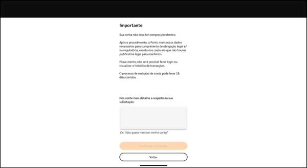 Como excluir conta Ponto Frio