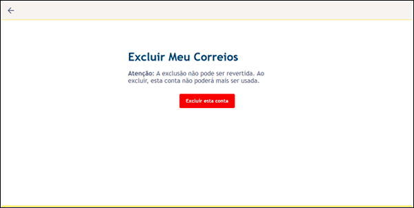 Como excluir conta dos Correios