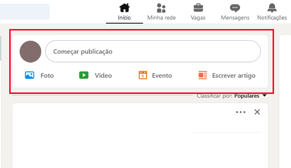 Publicar conteúdo no Linkedin