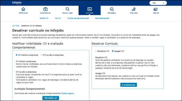 Como Desativar ou Excluir Seu Currículo e Conta do Infojobs