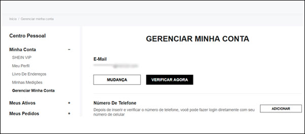 Como Verificar Email na SHEIN