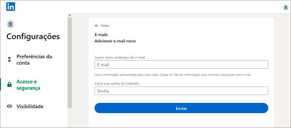 Como alterar o e-mail de cadastro do LinkedIn