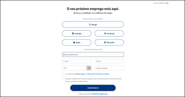 Como criar uma conta no InfoJobs