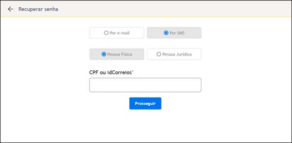 Como recuperar senha ou ID da conta dos Correios